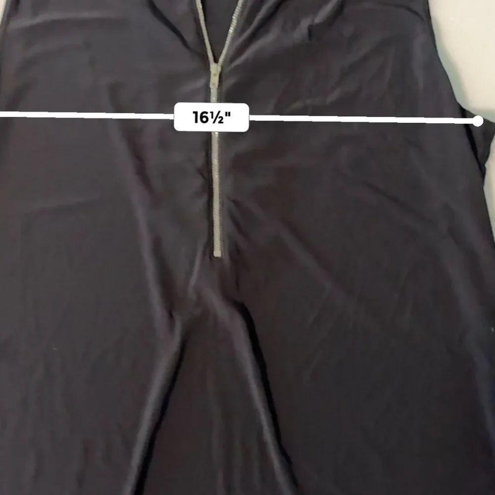 Black Sleeveless Top with front zipper Size XL - Picture 3 of 6